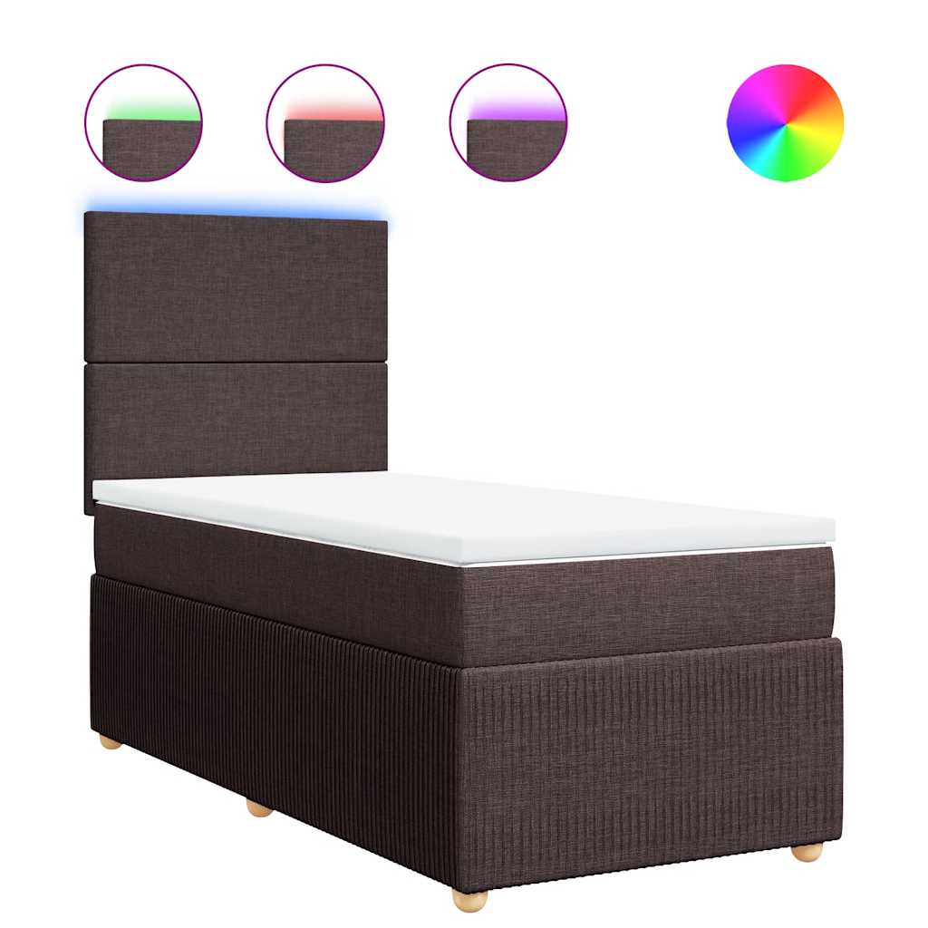 Κρεβάτι Boxspring με Στρώμα Σκούρο Καφέ 80x200 εκ. Υφασμάτινο