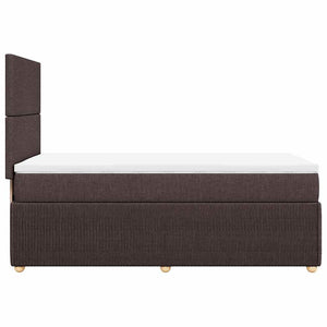 Κρεβάτι Boxspring με Στρώμα Σκούρο Καφέ 80x200 εκ. Υφασμάτινο