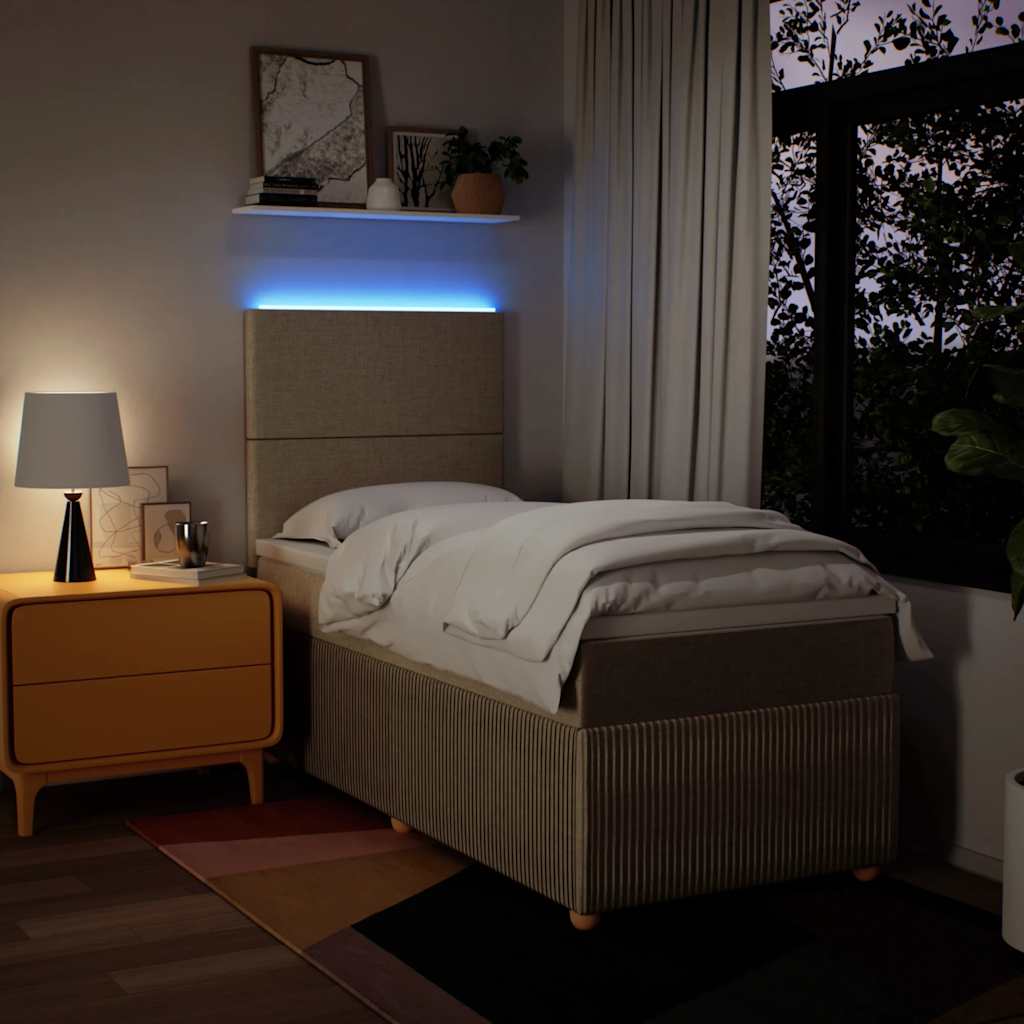 Κρεβάτι Boxspring με Στρώμα Κρεμ 80 x 200 εκ. Υφασμάτινο