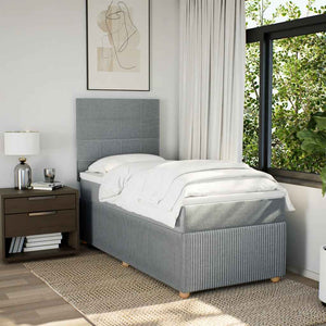Κρεβάτι Boxspring με Στρώμα Ανοιχτό Γκρι 80x200 εκ. Υφασμάτινο - Pakobazaar