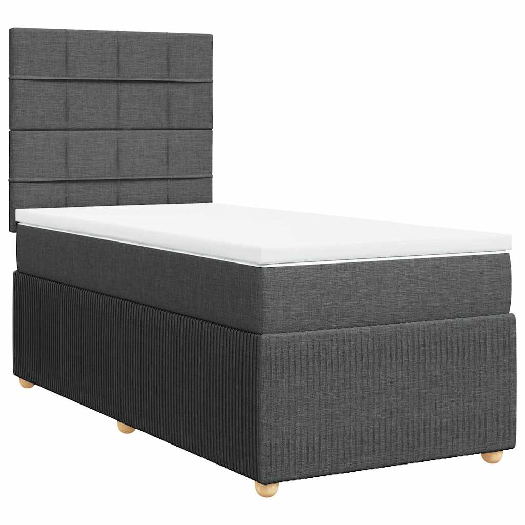 Κρεβάτι Boxspring με Στρώμα Σκούρο Γκρι 80x200 εκ. Υφασμάτινο - Pakobazaar