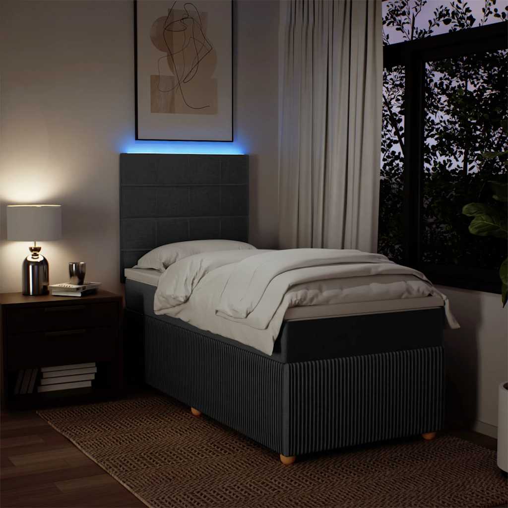 Κρεβάτι Boxspring με Στρώμα Σκούρο Γκρι 80x200 εκ. Υφασμάτινο - Pakobazaar