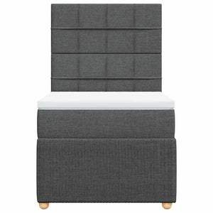 Κρεβάτι Boxspring με Στρώμα Σκούρο Γκρι 80x200 εκ. Υφασμάτινο - Pakobazaar