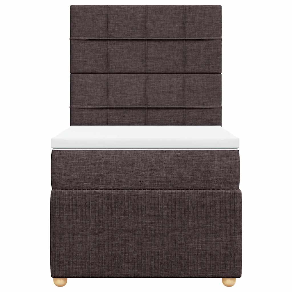 Κρεβάτι Boxspring με Στρώμα Σκούρο Καφέ 80x200 εκ. Υφασμάτινο - Pakobazaar