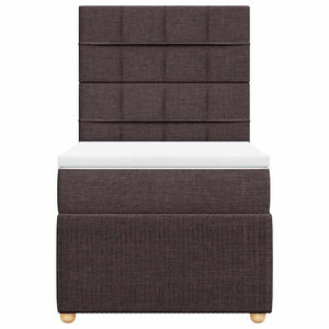 Κρεβάτι Boxspring με Στρώμα Σκούρο Καφέ 80x200 εκ. Υφασμάτινο - Pakobazaar