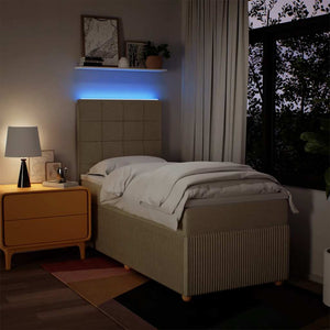 Κρεβάτι Boxspring με Στρώμα Κρεμ 80 x 200 εκ. Υφασμάτινο - Pakobazaar
