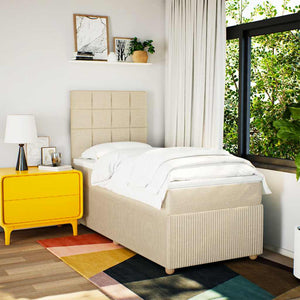 Κρεβάτι Boxspring με Στρώμα Κρεμ 80 x 200 εκ. Υφασμάτινο - Pakobazaar