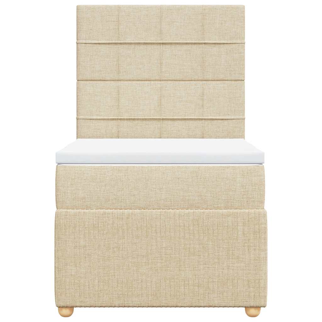 Κρεβάτι Boxspring με Στρώμα Κρεμ 80 x 200 εκ. Υφασμάτινο - Pakobazaar