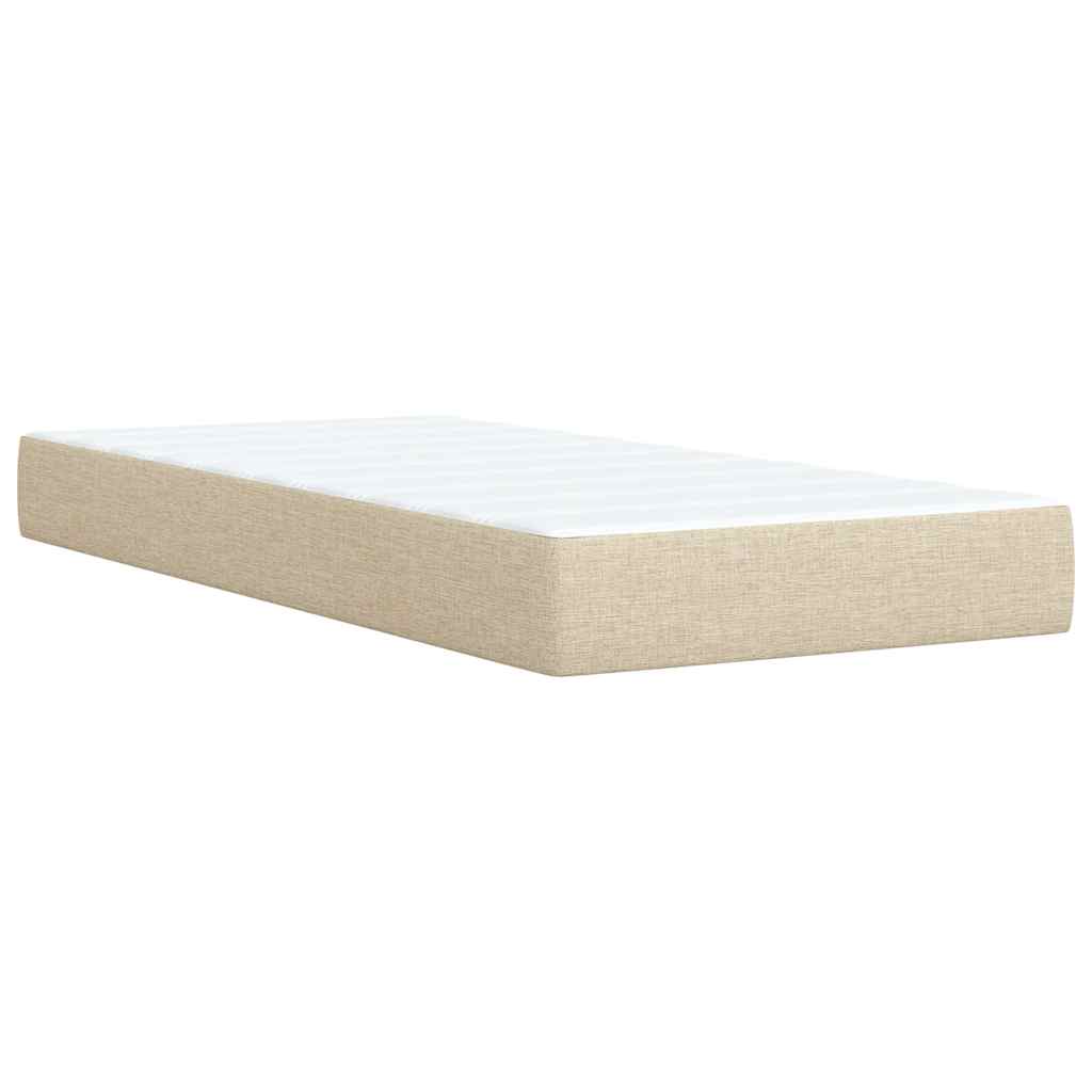 Κρεβάτι Boxspring με Στρώμα Κρεμ 80 x 200 εκ. Υφασμάτινο - Pakobazaar