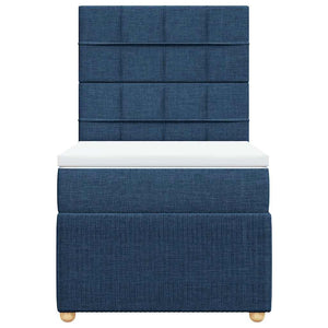 Κρεβάτι Boxspring με Στρώμα Μπλε 80x200 εκ. Υφασμάτινο - Pakobazaar
