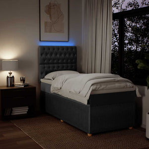Κρεβάτι Boxspring με Στρώμα Σκούρο Γκρι 80x200 εκ. Υφασμάτινο - Pakobazaar
