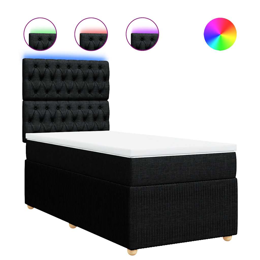 Κρεβάτι Boxspring με Στρώμα Μαύρο 80 x 200 εκ. Υφασμάτινο - Pakobazaar