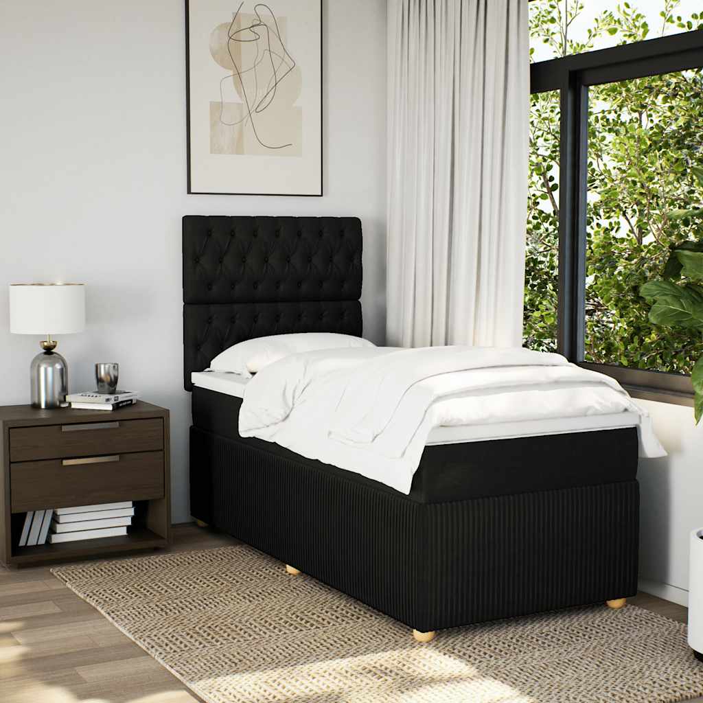 Κρεβάτι Boxspring με Στρώμα Μαύρο 80 x 200 εκ. Υφασμάτινο - Pakobazaar