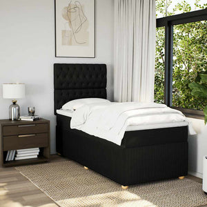 Κρεβάτι Boxspring με Στρώμα Μαύρο 80 x 200 εκ. Υφασμάτινο - Pakobazaar