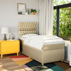 Κρεβάτι Boxspring με Στρώμα Κρεμ 80 x 200 εκ. Υφασμάτινο