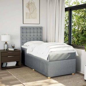 Κρεβάτι Boxspring με Στρώμα Ανοιχτό Γκρι 80x200 εκ. Υφασμάτινο - Pakobazaar
