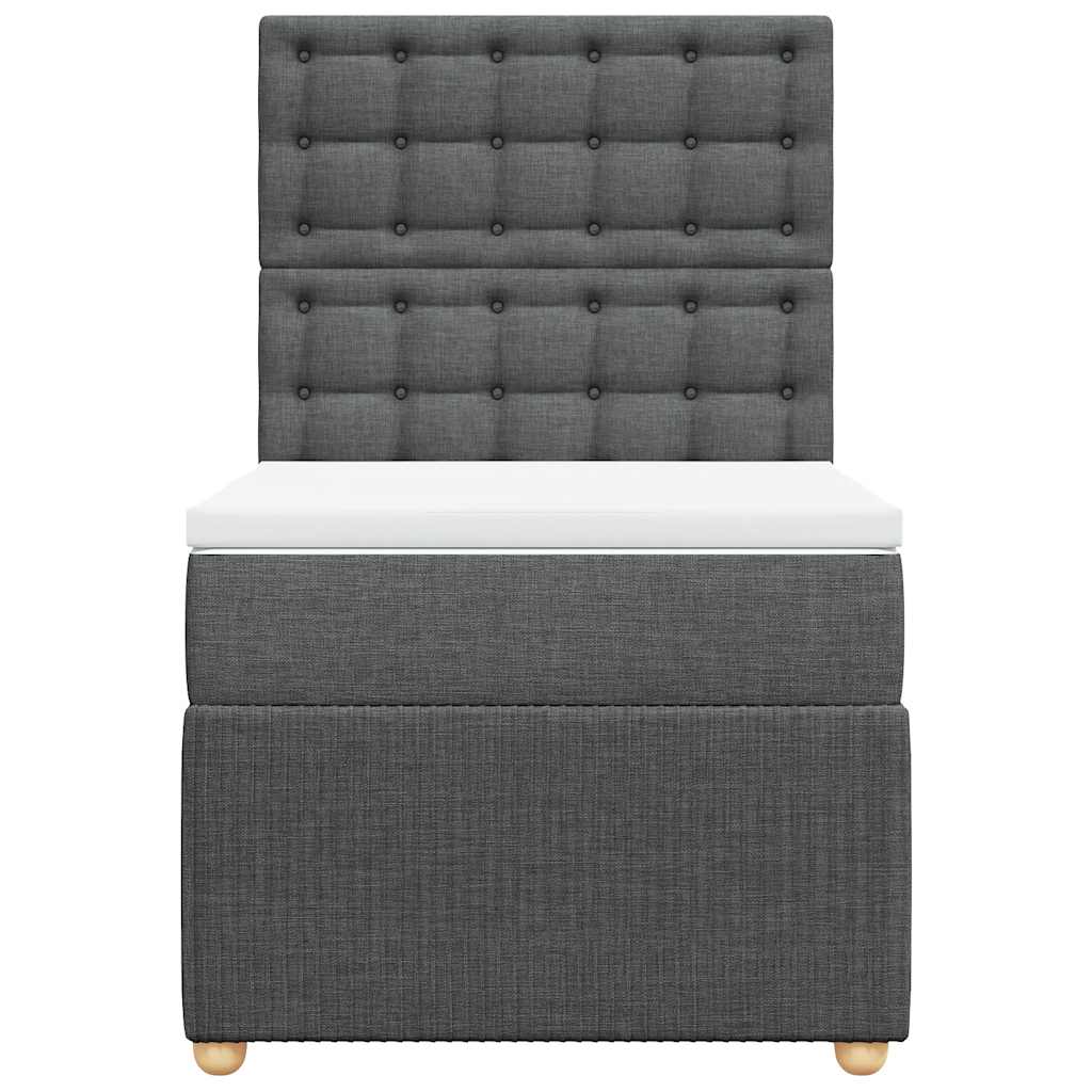 Κρεβάτι Boxspring με Στρώμα Σκούρο Γκρι 80x200 εκ. Υφασμάτινο - Pakobazaar