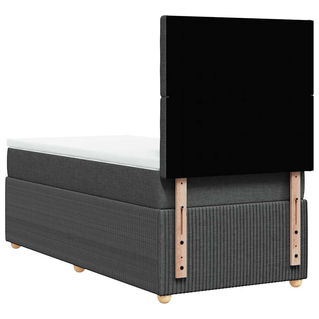 Κρεβάτι Boxspring με Στρώμα Σκούρο Γκρι 80x200 εκ. Υφασμάτινο - Pakobazaar