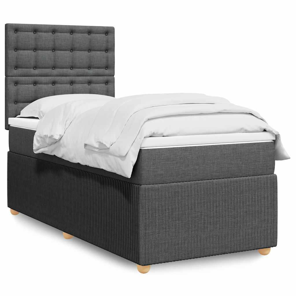 Κρεβάτι Boxspring με Στρώμα Σκούρο Γκρι 80x200 εκ. Υφασμάτινο - Pakobazaar
