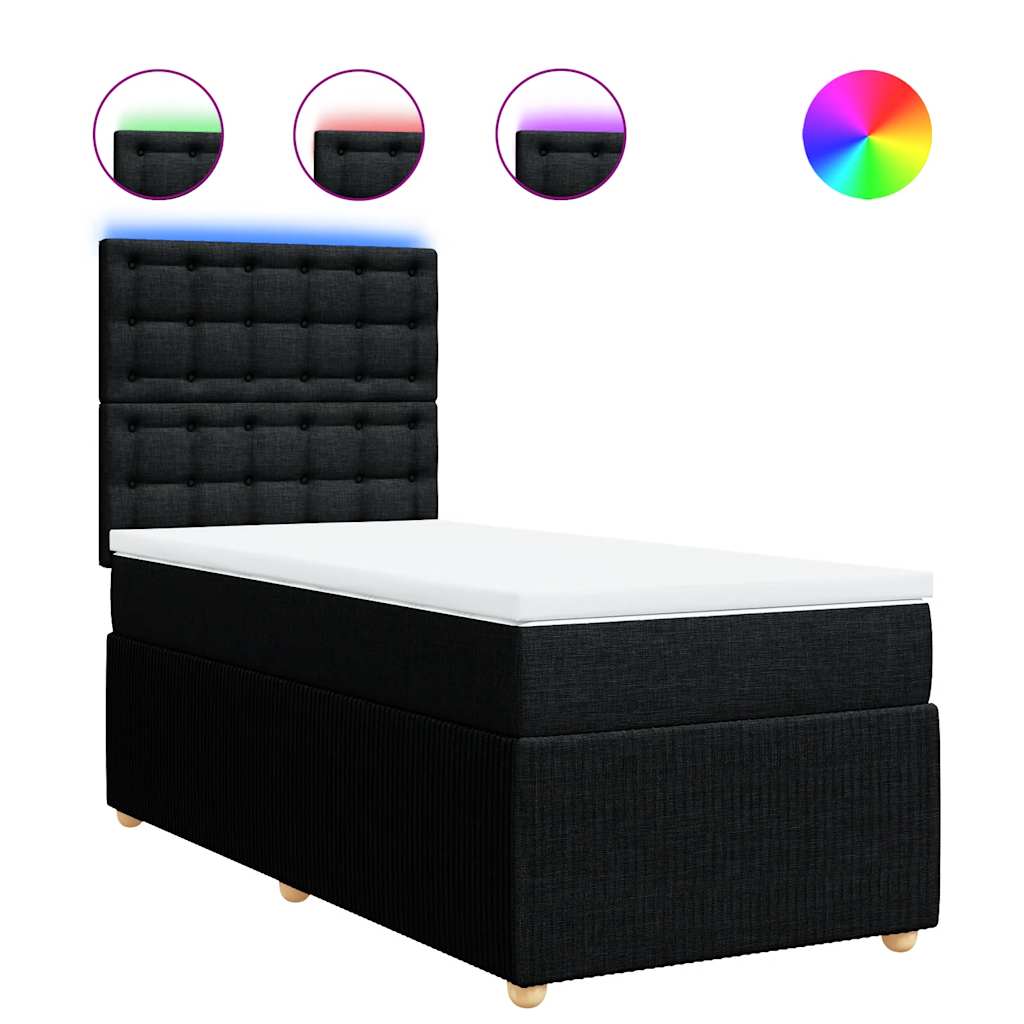 Κρεβάτι Boxspring με Στρώμα Μαύρο 80 x 200 εκ. Υφασμάτινο - Pakobazaar