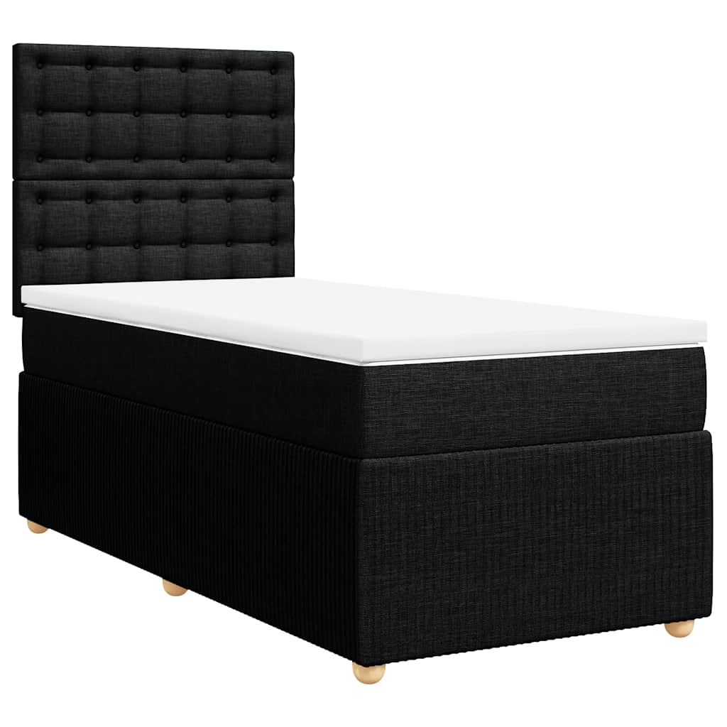 Κρεβάτι Boxspring με Στρώμα Μαύρο 80 x 200 εκ. Υφασμάτινο - Pakobazaar