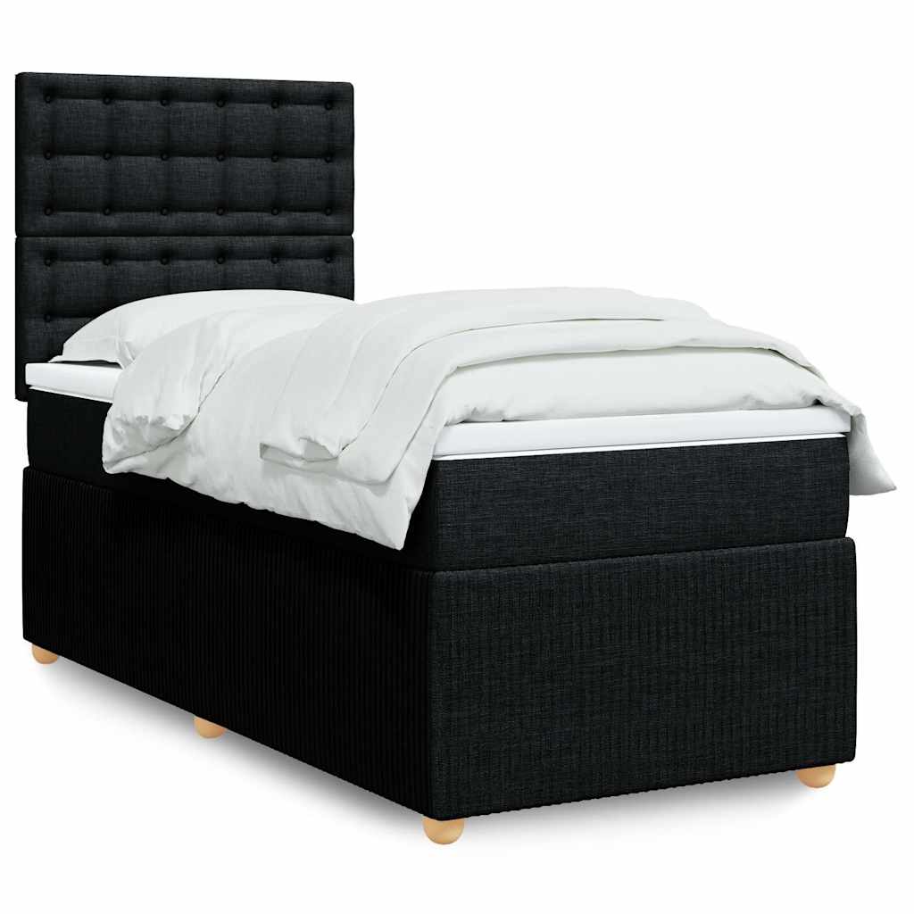 Κρεβάτι Boxspring με Στρώμα Μαύρο 80 x 200 εκ. Υφασμάτινο - Pakobazaar