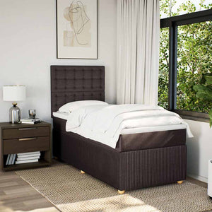 Κρεβάτι Boxspring με Στρώμα Σκούρο Καφέ 80x200 εκ. Υφασμάτινο