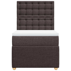 Κρεβάτι Boxspring με Στρώμα Σκούρο Καφέ 80x200 εκ. Υφασμάτινο