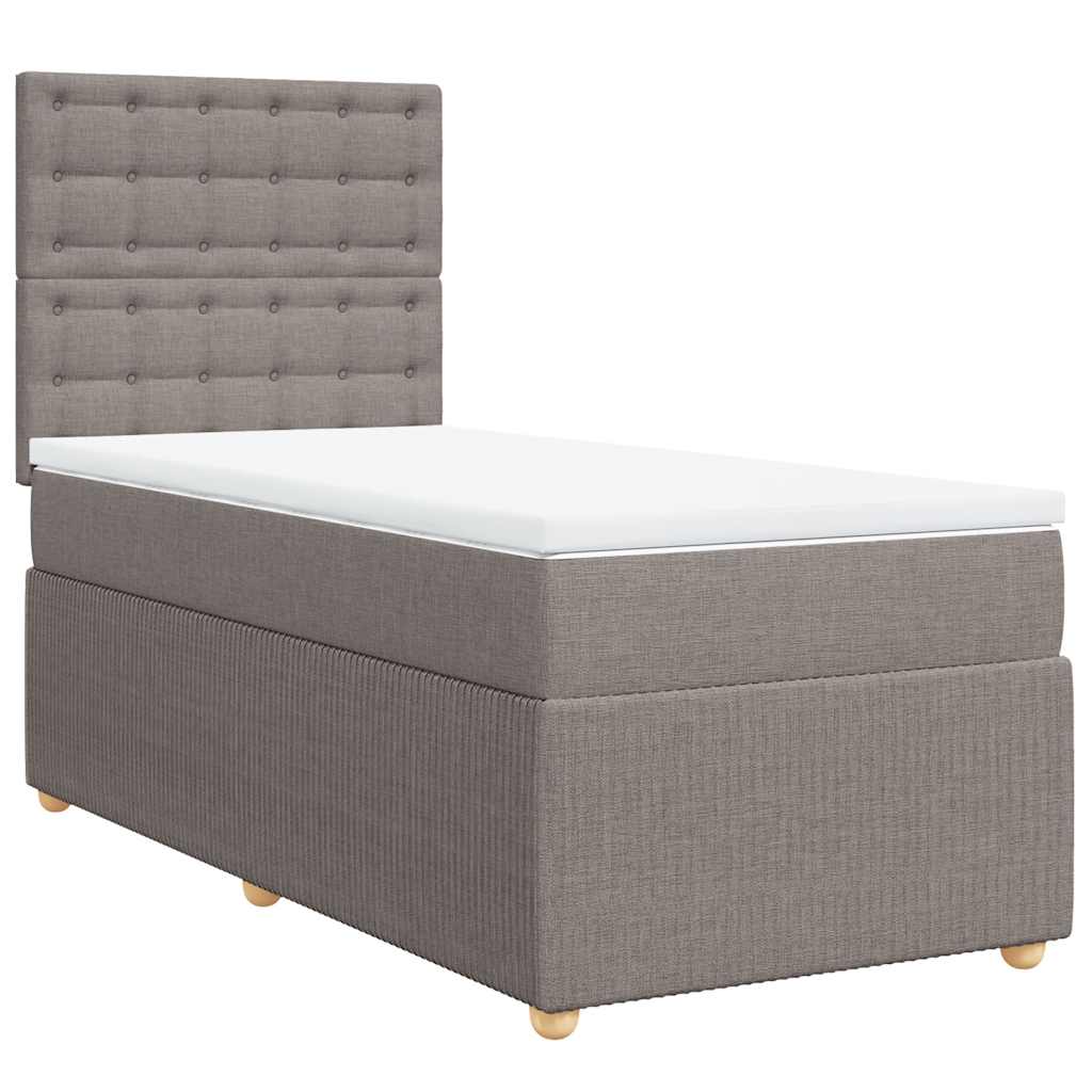 Κρεβάτι Boxspring με Στρώμα Taupe 80x200 εκ. Υφασμάτινο