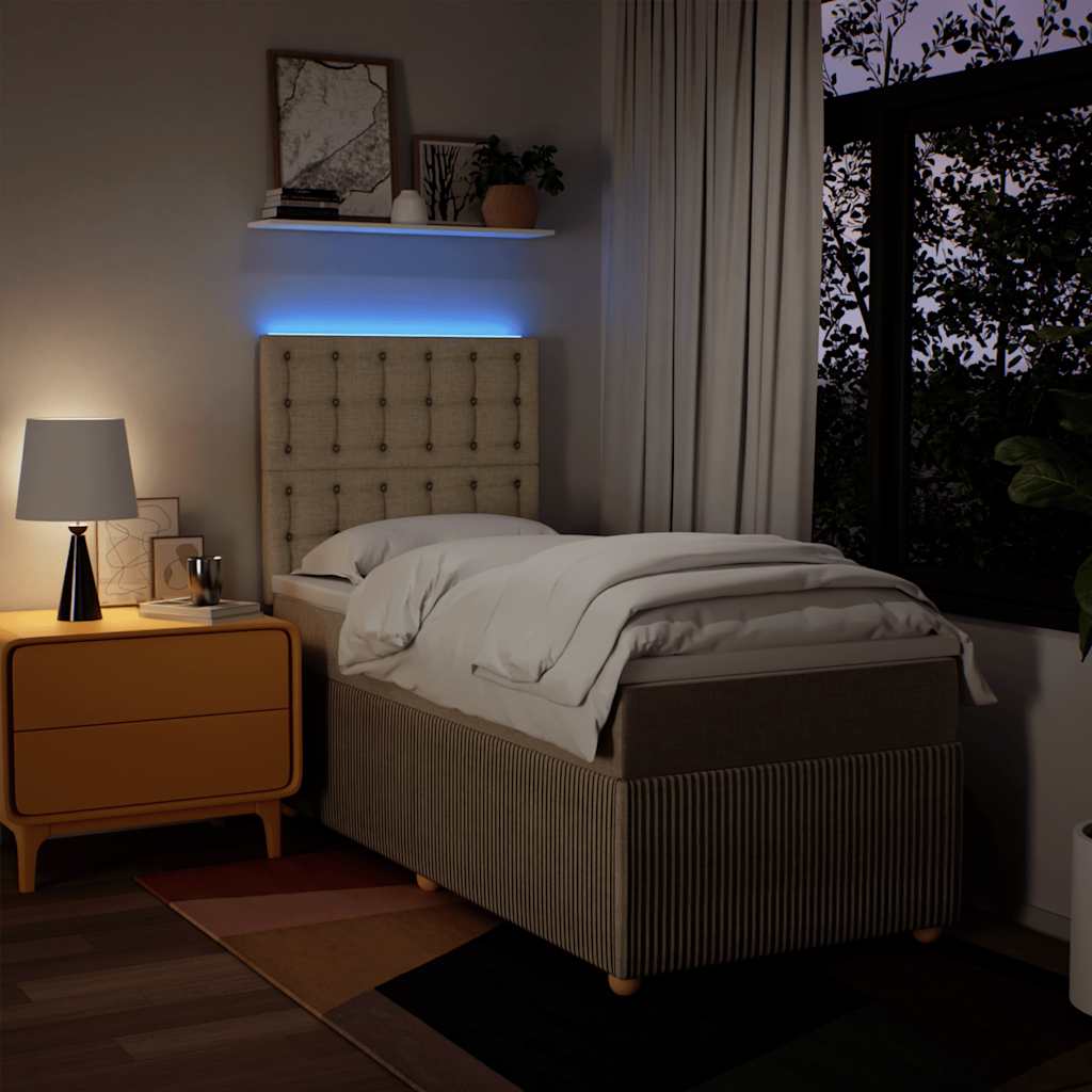 Κρεβάτι Boxspring με Στρώμα Κρεμ 80 x 200 εκ. Υφασμάτινο - Pakobazaar