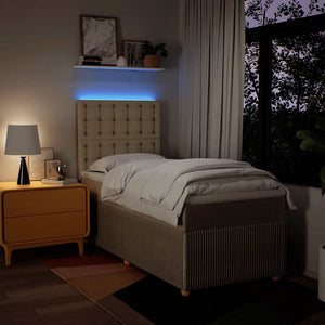 Κρεβάτι Boxspring με Στρώμα Κρεμ 80 x 200 εκ. Υφασμάτινο - Pakobazaar