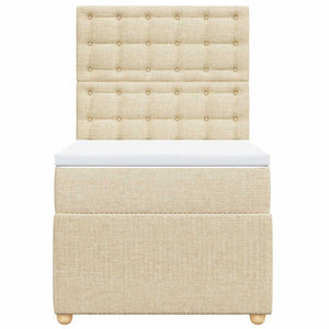 Κρεβάτι Boxspring με Στρώμα Κρεμ 80 x 200 εκ. Υφασμάτινο - Pakobazaar