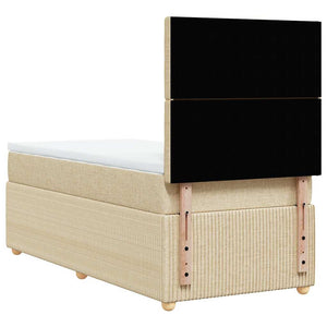 Κρεβάτι Boxspring με Στρώμα Κρεμ 80 x 200 εκ. Υφασμάτινο - Pakobazaar