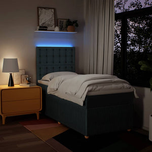 Κρεβάτι Boxspring με Στρώμα Μπλε 80x200 εκ. Υφασμάτινο