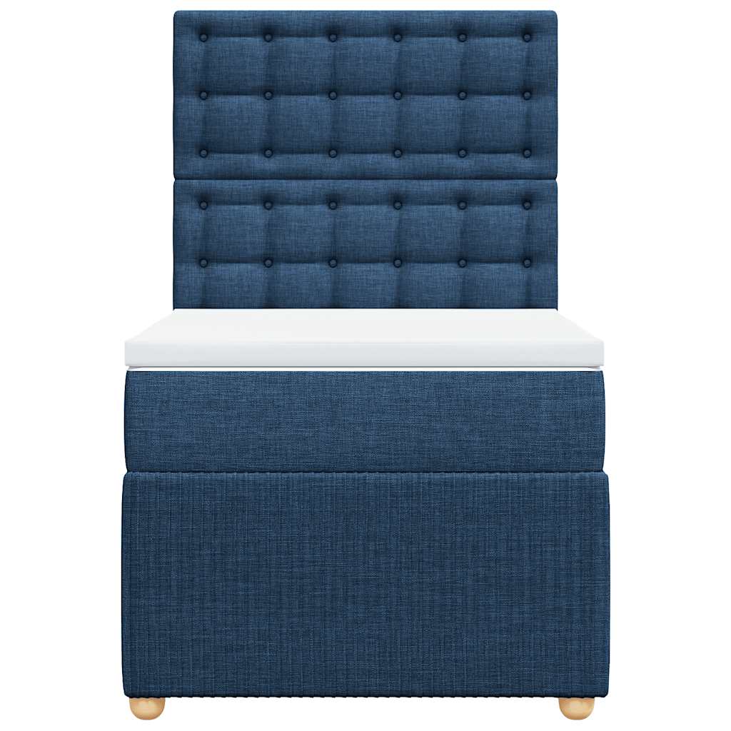 Κρεβάτι Boxspring με Στρώμα Μπλε 80x200 εκ. Υφασμάτινο