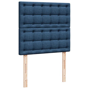 Κρεβάτι Boxspring με Στρώμα Μπλε 80x200 εκ. Υφασμάτινο