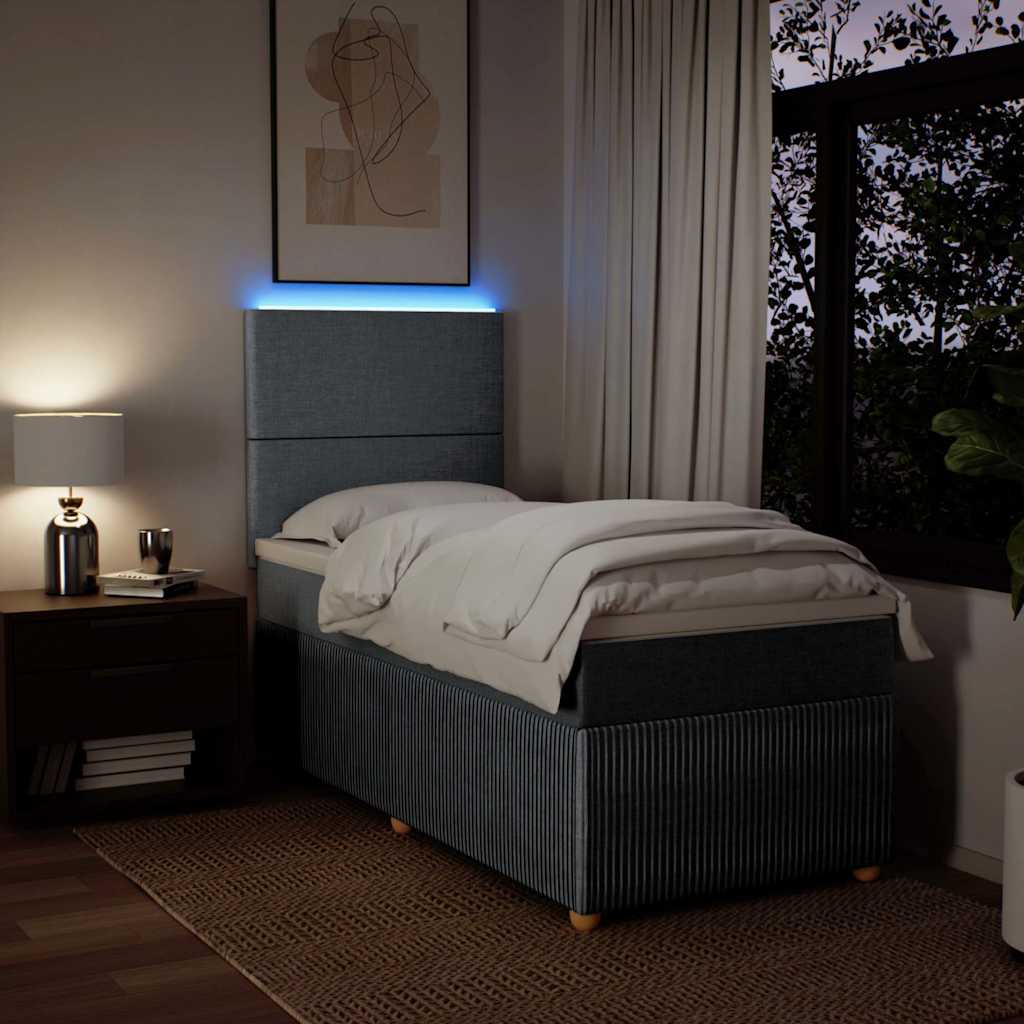 Κρεβάτι Boxspring με Στρώμα Ανοιχτό Γκρι 90x190 εκ. Υφασμάτινο - Pakobazaar