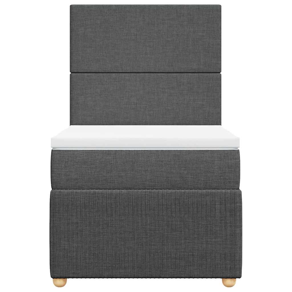 Κρεβάτι Boxspring με Στρώμα Σκούρο Γκρι 90x190 εκ. Υφασμάτινο - Pakobazaar