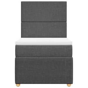 Κρεβάτι Boxspring με Στρώμα Σκούρο Γκρι 90x190 εκ. Υφασμάτινο - Pakobazaar