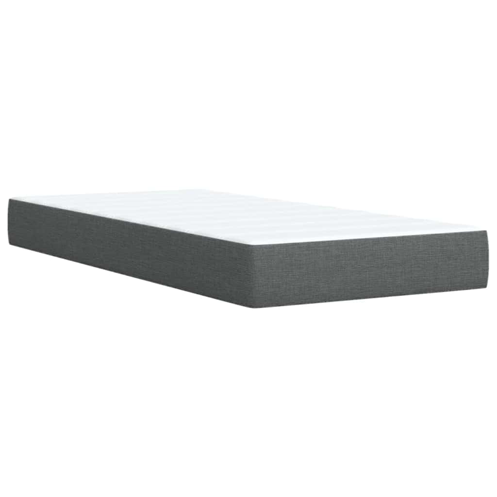 Κρεβάτι Boxspring με Στρώμα Σκούρο Γκρι 90x190 εκ. Υφασμάτινο - Pakobazaar