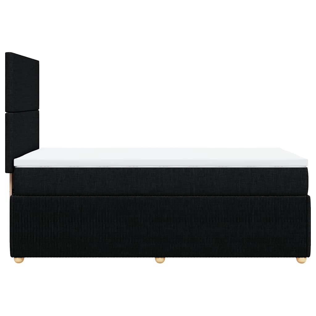 Κρεβάτι Boxspring με Στρώμα Μαύρο 90x190 εκ.Υφασμάτινο - Pakobazaar