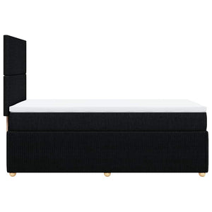 Κρεβάτι Boxspring με Στρώμα Μαύρο 90x190 εκ.Υφασμάτινο - Pakobazaar