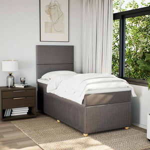 Κρεβάτι Boxspring με Στρώμα Taupe 90x190 εκ.Υφασμάτινο - Pakobazaar