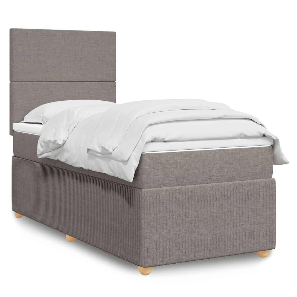 Κρεβάτι Boxspring με Στρώμα Taupe 90x190 εκ.Υφασμάτινο - Pakobazaar