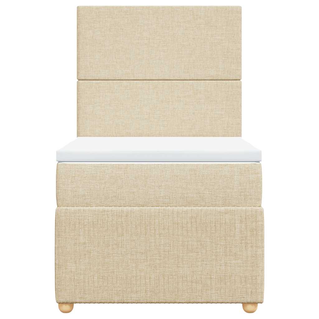 Κρεβάτι Boxspring με Στρώμα Κρεμ 90x190 εκ.Υφασμάτινο - Pakobazaar