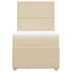Κρεβάτι Boxspring με Στρώμα Κρεμ 90x190 εκ.Υφασμάτινο - Pakobazaar