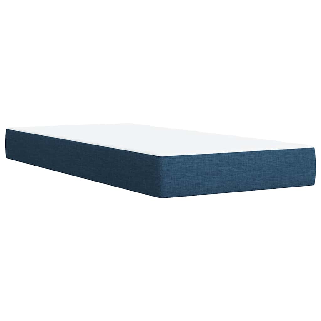 Κρεβάτι Boxspring με Στρώμα Μπλε 90x190 εκ.Υφασμάτινο - Pakobazaar