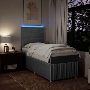 Κρεβάτι Boxspring με Στρώμα Ανοιχτό Γκρι 90x190 εκ. Υφασμάτινο - Pakobazaar