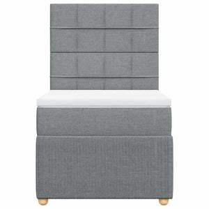 Κρεβάτι Boxspring με Στρώμα Ανοιχτό Γκρι 90x190 εκ. Υφασμάτινο - Pakobazaar