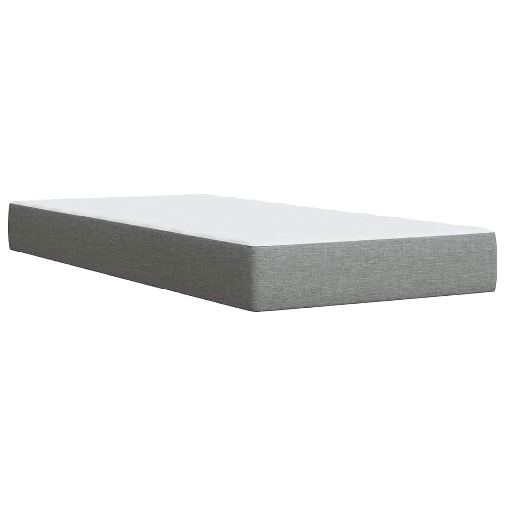 Κρεβάτι Boxspring με Στρώμα Ανοιχτό Γκρι 90x190 εκ. Υφασμάτινο - Pakobazaar